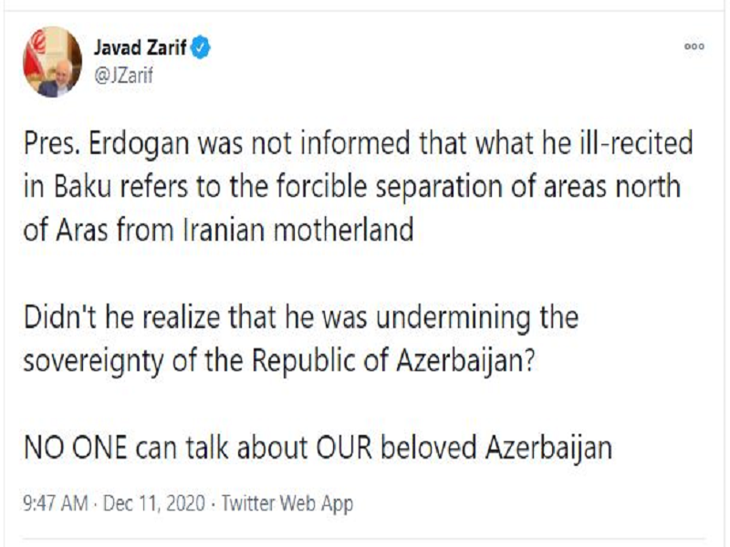 هیچکس نمی‌تواند درباره آذربایجان عزیز ما صحبت کند