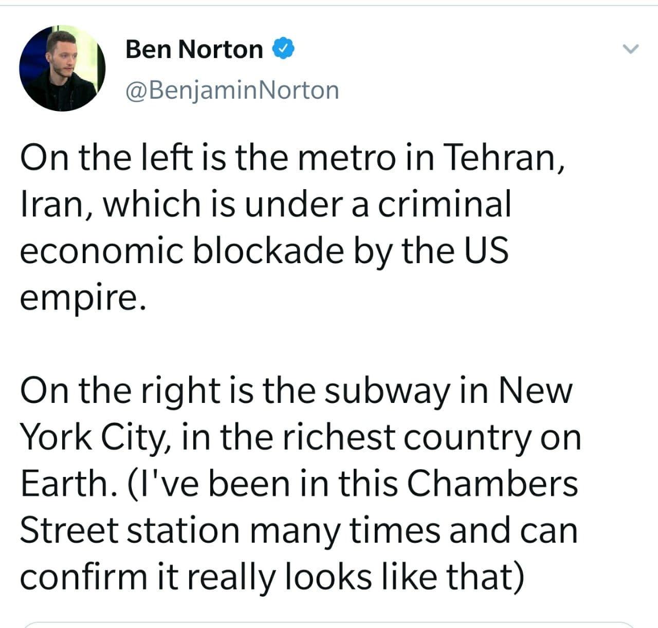 مقایسه مترو تهران در شرایط تحریم و متروی نیویورک در ثروتمند ترین کشور جهان