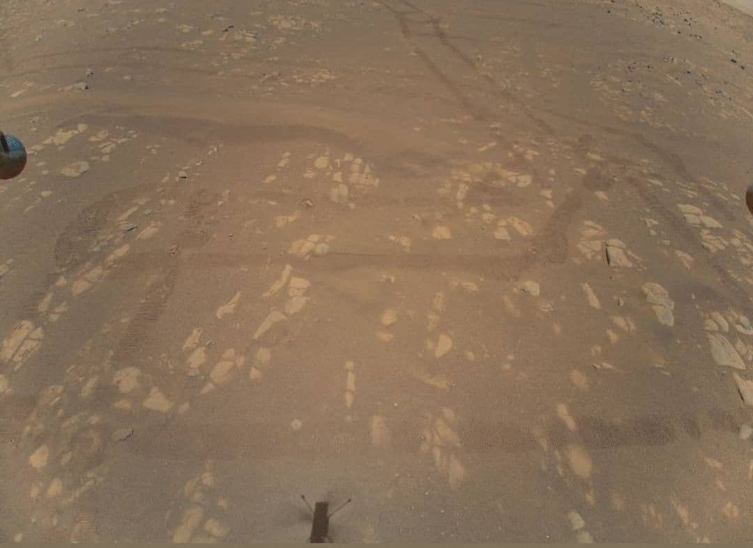 تصویری که هلی‌کوپتر نبوغ در دومین پرواز خود بر فراز مریخ ثبت کرد