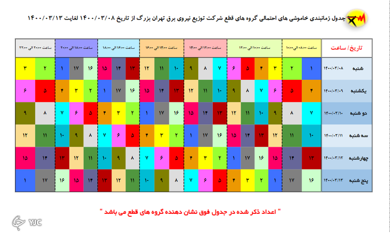 جدول خاموشی‌ های امروز در مناطق مختلف پایتخت از ساعت ۱۰تا ۱۲