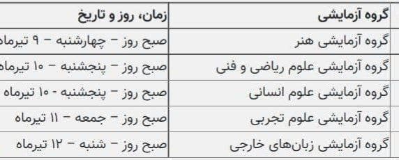 روزهای برگزاری کنکور سراسری ۱۴۰۰ تعیین شد