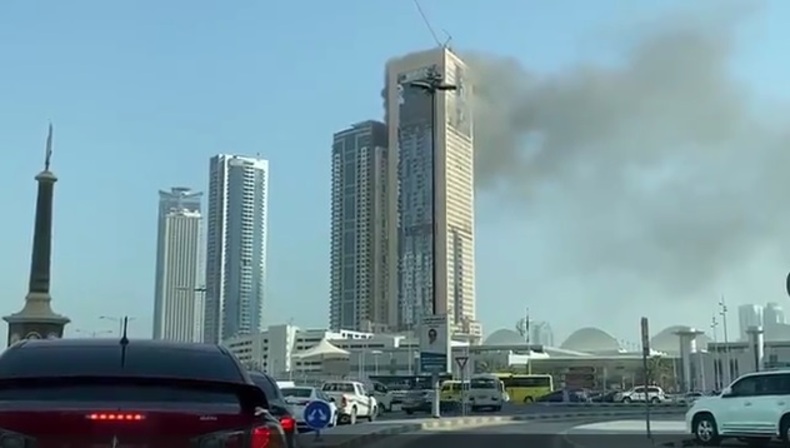 آتش‌سوزی در برجی در شارجه امارات + فیلم