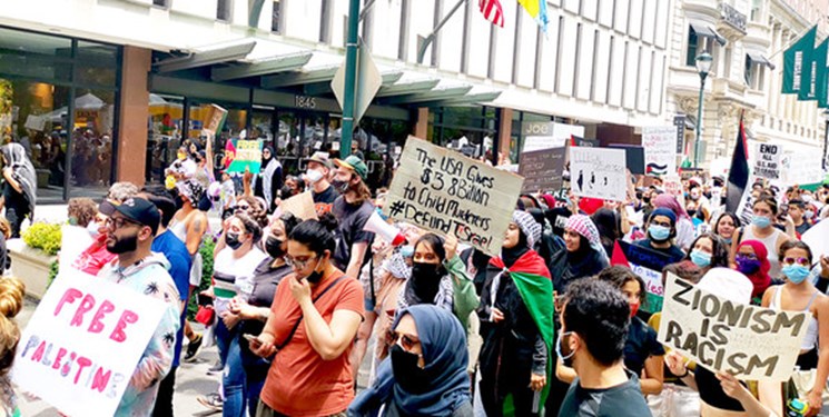 تظاهرات از «نهر تا بحر» در فیلادلفیا در حمایت از آزادی فلسطین