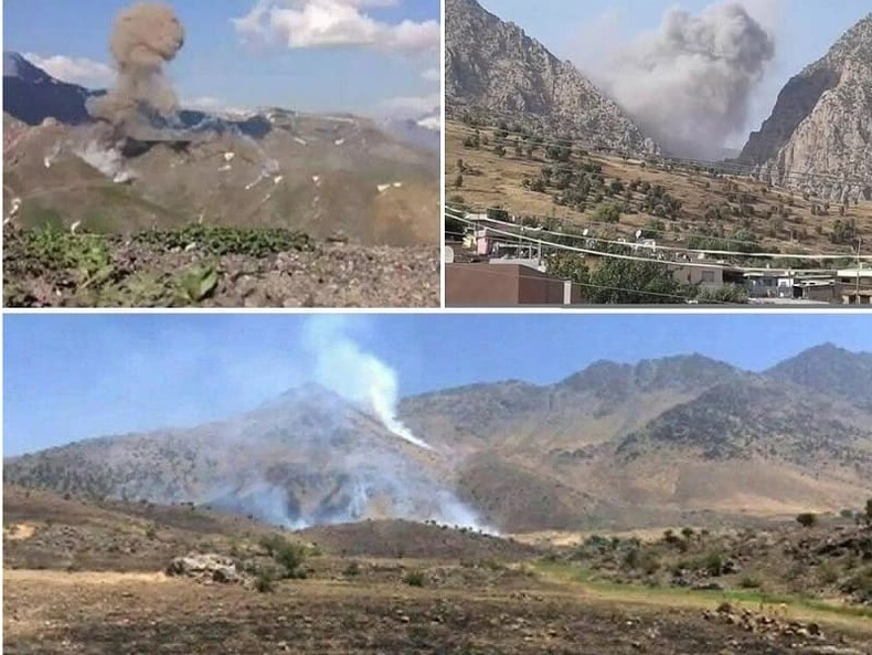 حملات گسترده و وسیع توپخانه ها و پهپادهای سپاه پاسداران به مواضع ضد انقلاب در ارتفاعات اقلیم کردستان
