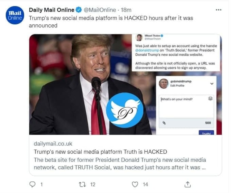 شبکه اجتماعی ترامپ هک شد