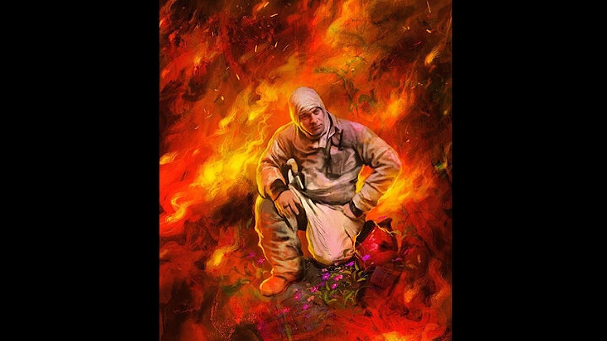 نقاشی جدید روح‌الامین به آتش‌نشان شهید تقدیم شد