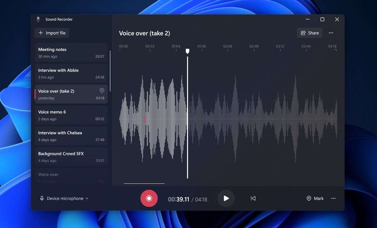 آپدیت جدید مایکروسافت برای اپلیکیشن Voice Recorder