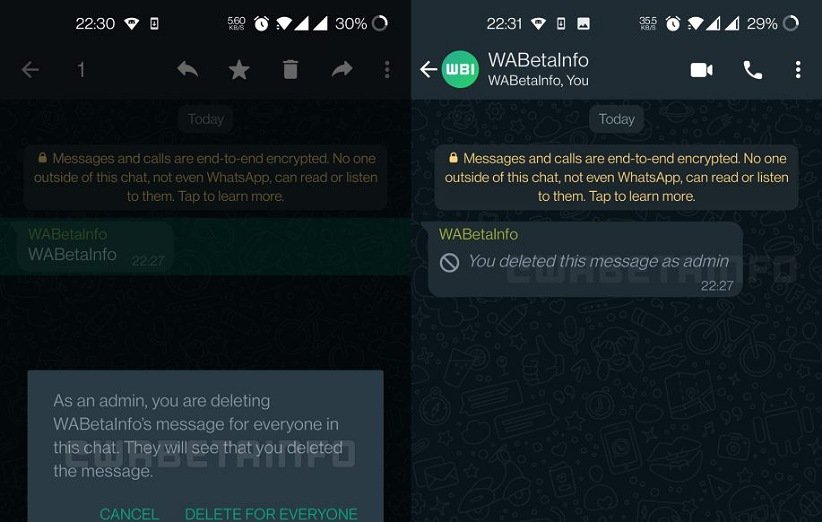 حذف پیام‌ها توسط مدیران گروه؛ قابلیت جدید واتساپ