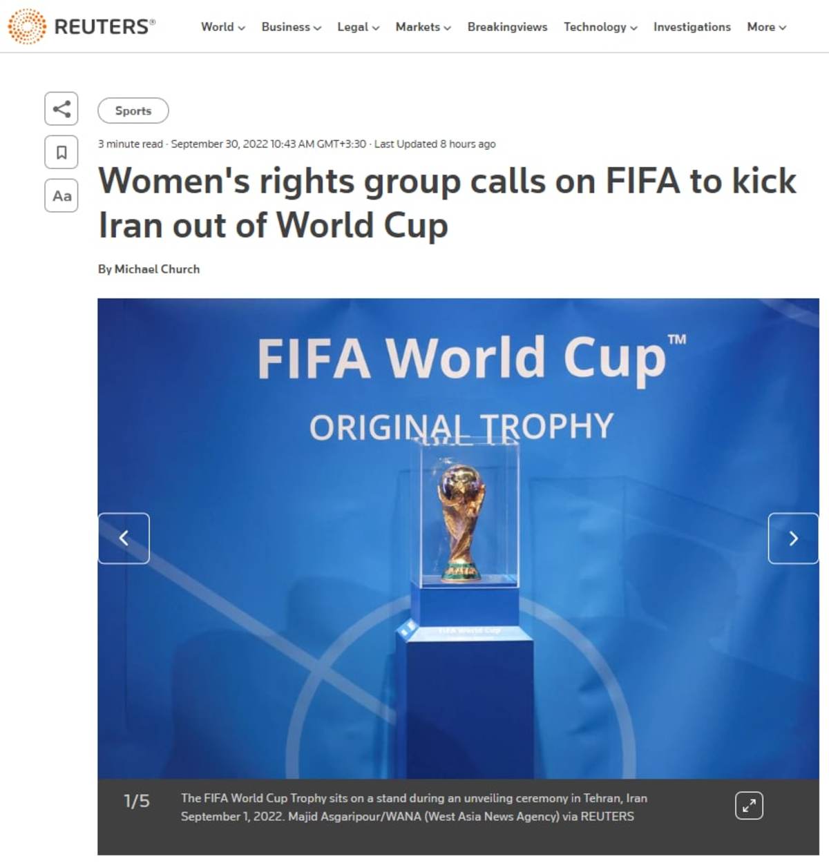 درخواست از FIFA برای حذف ایران از جام جهانی!