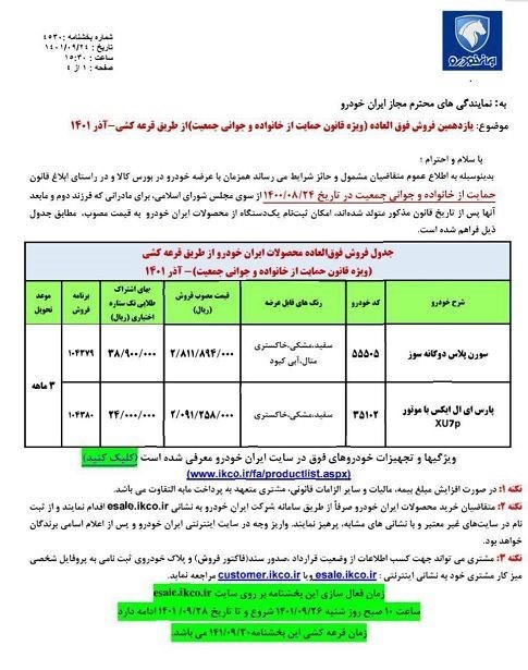 آغاز فروش سورن و پژوپارس از ساعت ۱۰ صبح امروز