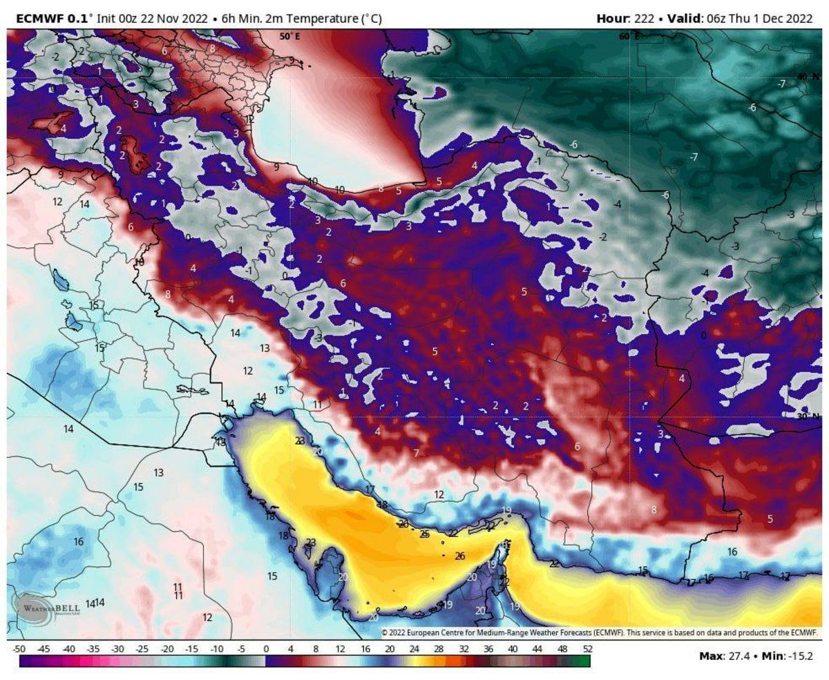 گسترش یخبندان در کشور طی هفته آینده