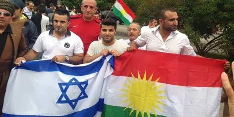 مردم کردستان با پرچم تجزیه طلبان و اسرائیل