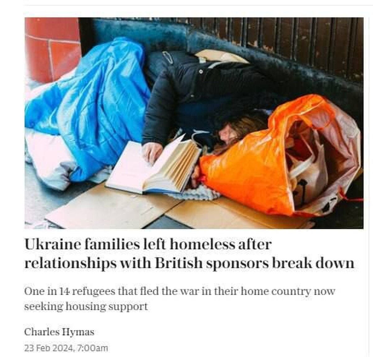 حدود ۱۵ هزار پناهجوی اوکراینی در بریتانیا بی‌خانمان شده‌اند