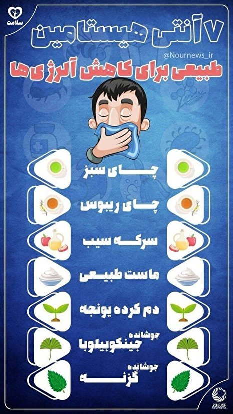 آشنایی با ۷ آنتی هیستامین طبیعی برای کاهش آلرژی آشنایی با ۷ آنتی هیستامین طبیعی برای کاهش آلرژی