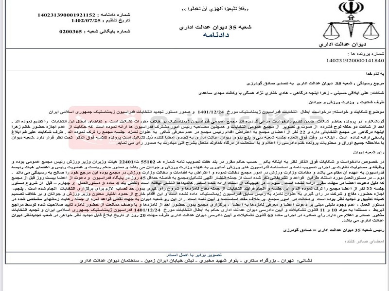 انتخابات فدراسیون ژیمناستیک هم ابطال شد+ عکس