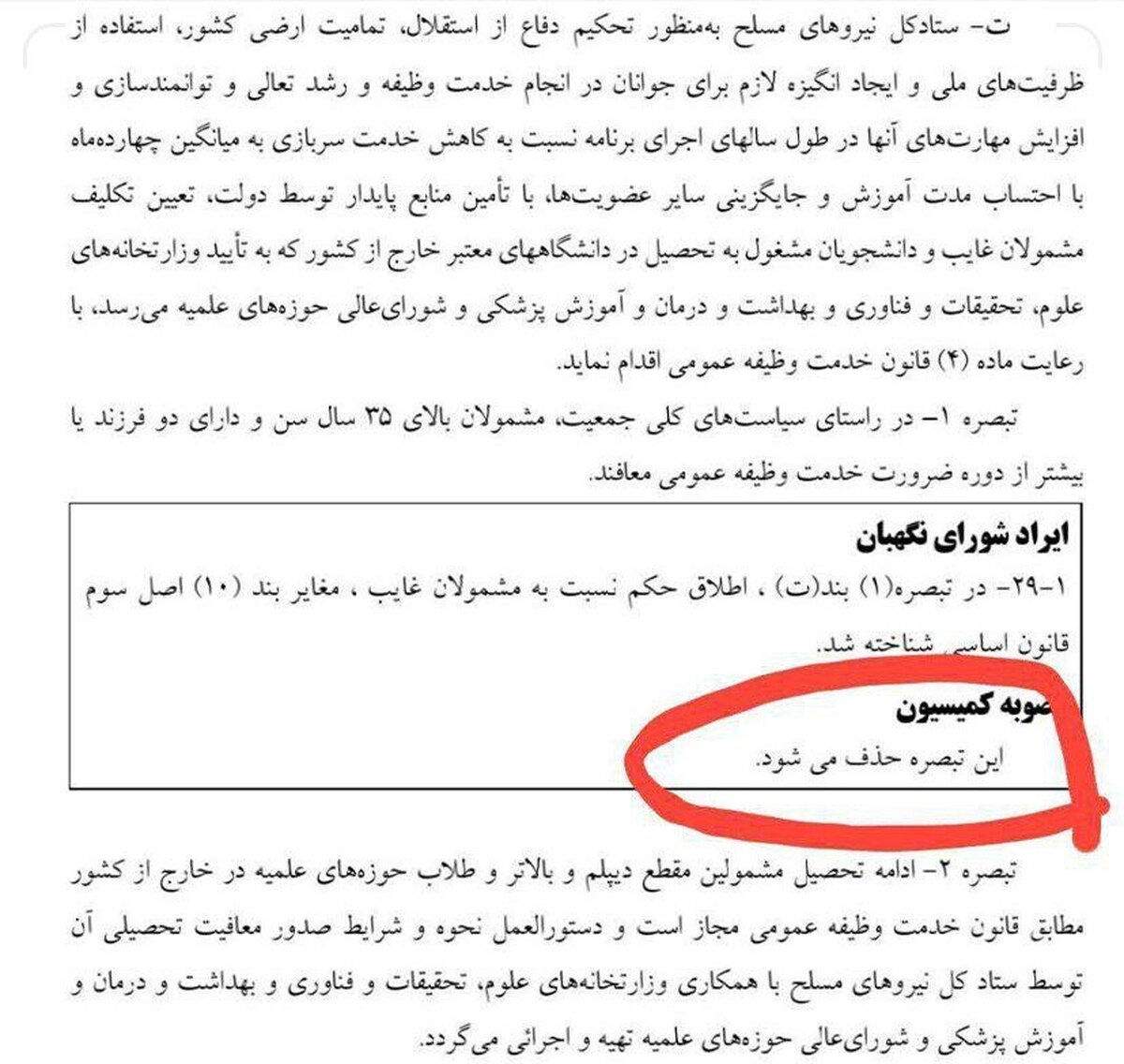 حذف معافیت مشمولان ۳۵ ساله و دارای دو فرزند از قانون بودجه
