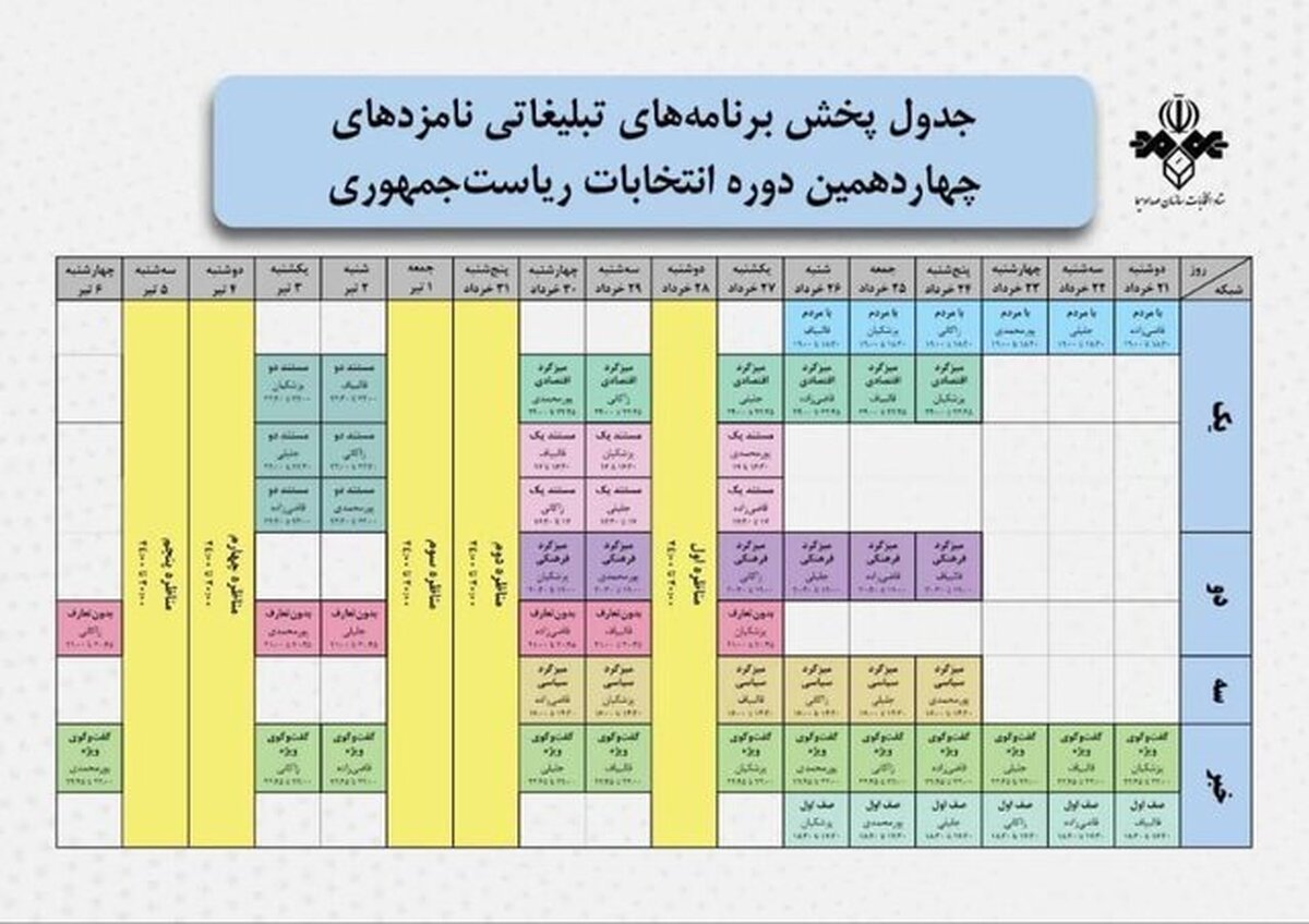استارت برنامه‌های انتخاباتی صداوسیما با ۳ نامزد