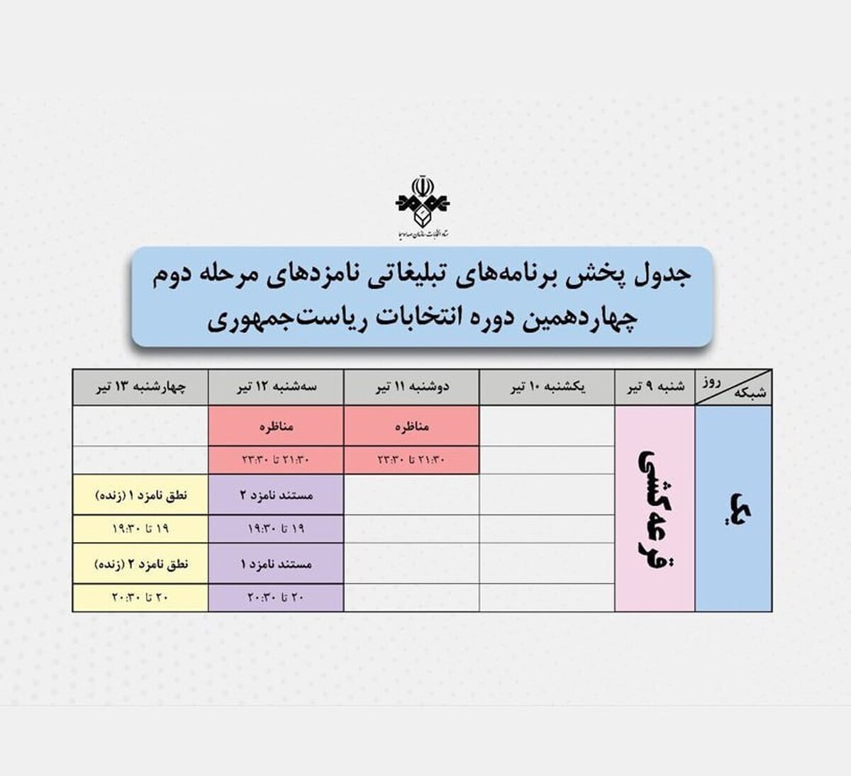 قرعه‌کشی برنامه‌های تبلیغاتی نامزدها