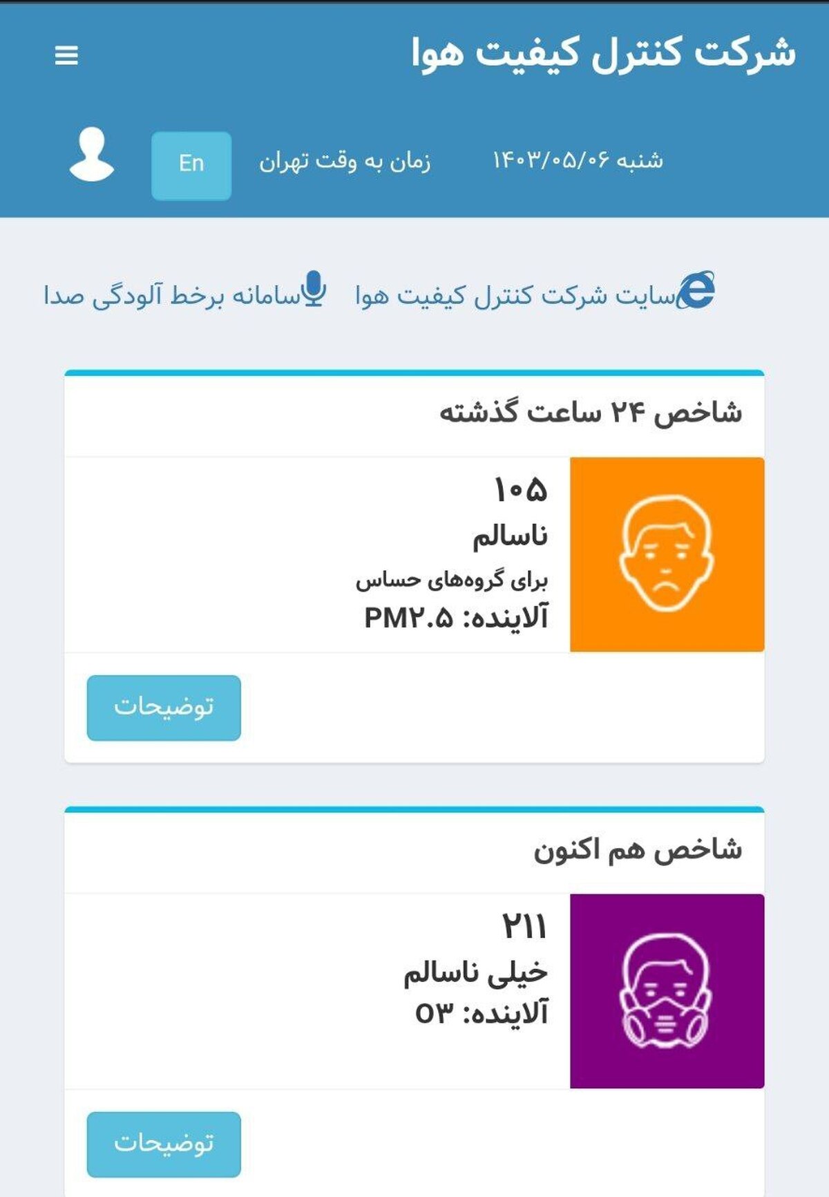 هوای تهران ناسالم