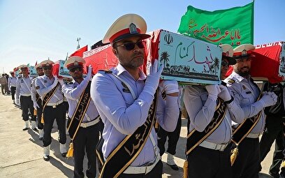 بازگشت پیکر 85 شهید دوران دفاع مقدس از مرزآبی اروند به کشور