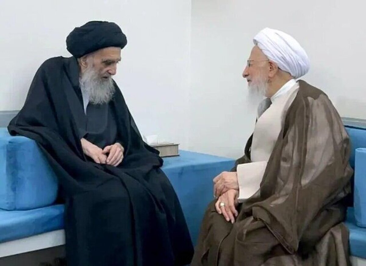 دیدار آیت‌الله جوادی آملی با آیت‌الله سیستانی در نجف