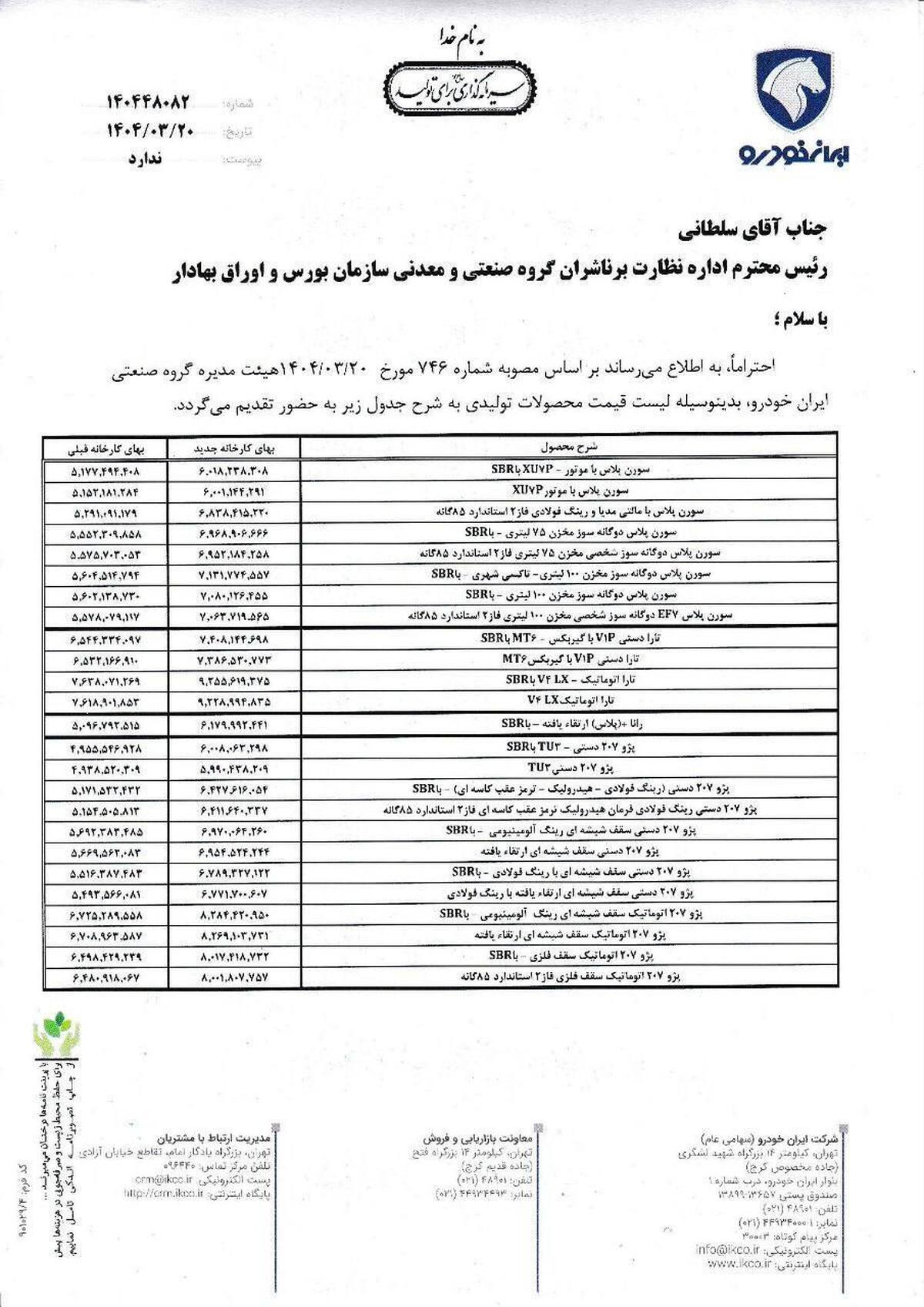 ایران‌خودرو مصوبه را دور زد؛ اعلام قیمت‌های جدید بدون مجوز وزارت صمت