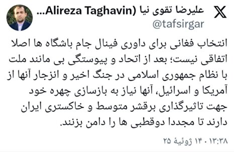  انتخاب فغانی برای داوری فینال؛ یک تاکتیک سیاسی غرب؟