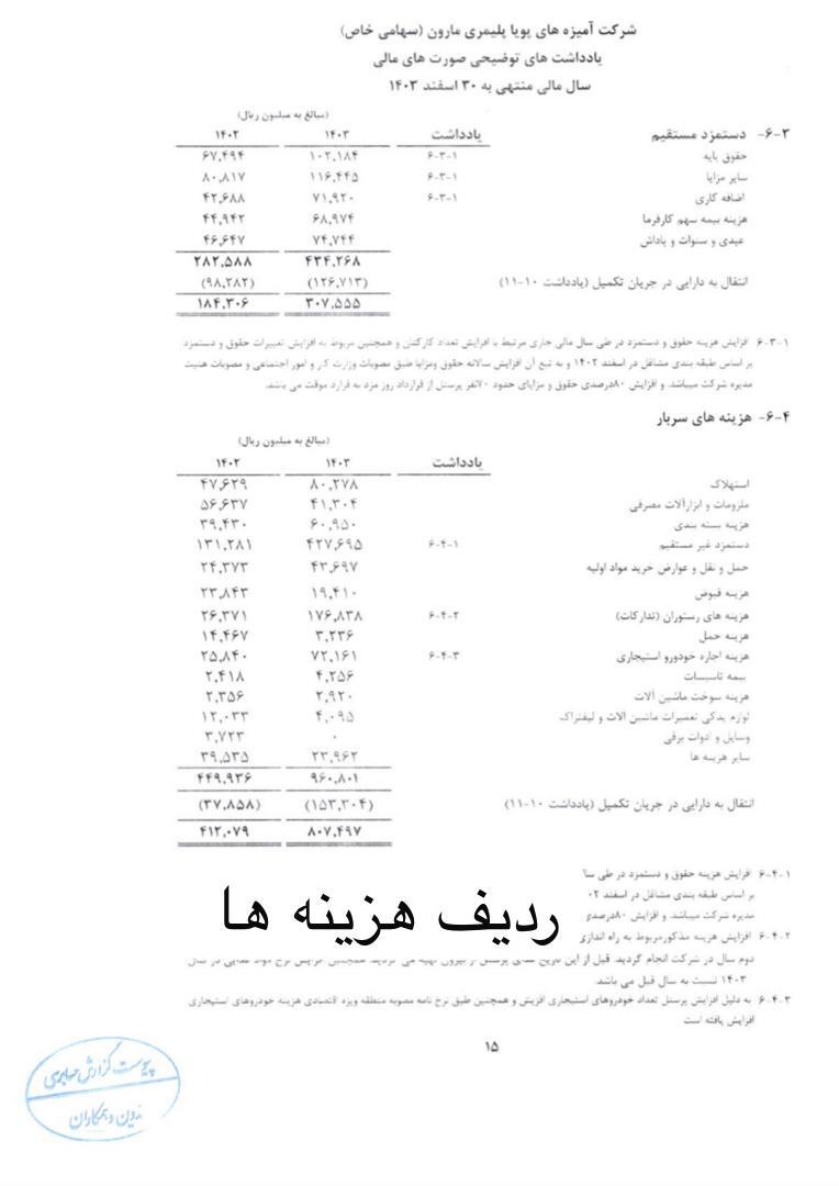 شکست تمام عیار شرکت آمیزه های پلیمری پتروشیمی مارون