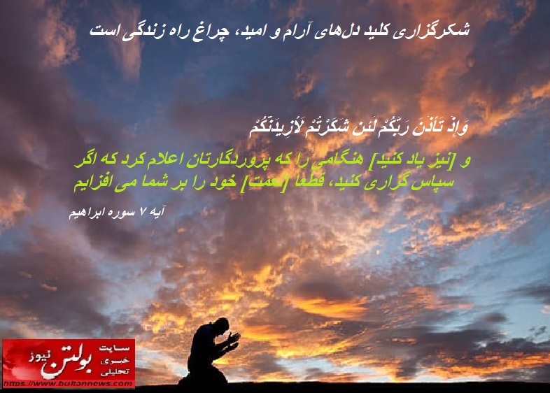 شکرگزاری کلید دل‌های آرام و امید، چراغ راه زندگی است