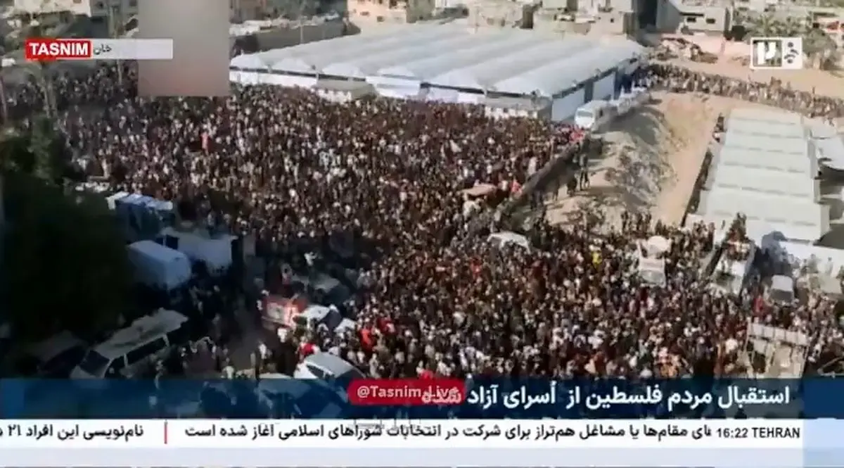 تصاویر هوایی: استقبال میلیونی مردم فلسطین از اسرای آزادشده