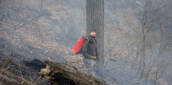 عملیات مهار آتش‌سوزی مناطق کوهستانی روستاهای دلیر و الیت
