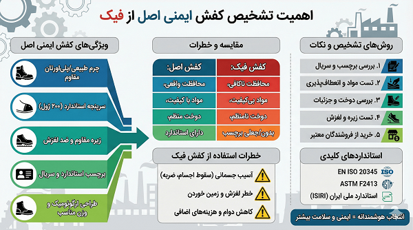 تشخیص کفش ایمنی اصل و فیک