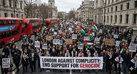 هزاران معترض خواستار پایان حمایت بریتانیا از «نسل‌کشی» و آزادی زندانیان فلسطینی شدند