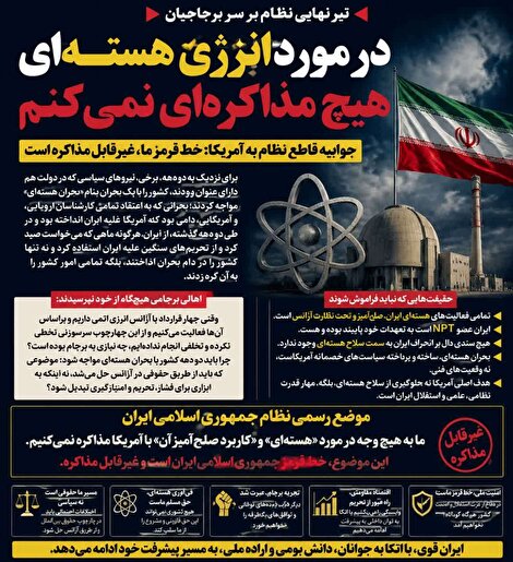 تیر نهایی نظام بر سر برجامیان: هیچ مذاکره‌ای درباره انرژی هسته‌ای با آمریکا وجود نخواهد داشت