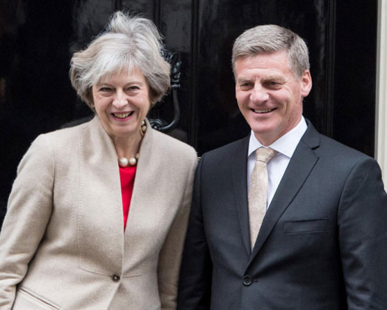 استقبال نخست وزیر بریتانیا از همتای نیوزیلندی در مقر نخست وزیری در لندن