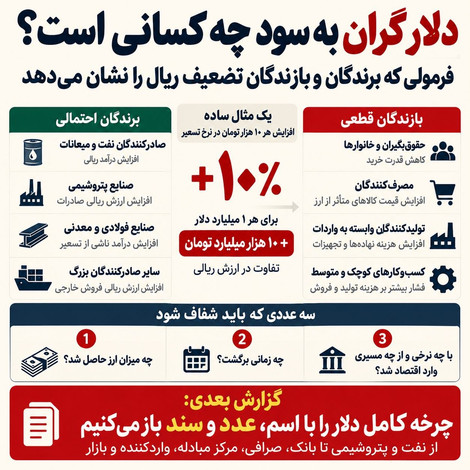دلار گران به سود چه کسانی است؟ / فرمولی که برندگان و بازندگان تضعیف ریال را نشان می‌دهد