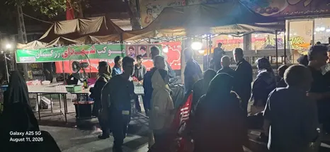 ۱۵۷ شب عاشقی در رزکان؛ موکب شهدا همچنان پای کار مردم و مکتب عاشورا
