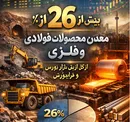 سهم معدن و محصولات فولادی و فلزی بیش از 26 درصد کل ارزش بازار بورس و فرابورس است